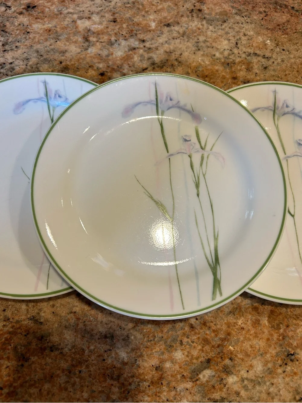 Corelle “Shadow Iris” Set of 3 Soup Bowl 7” & Salad Plate 7.25” No Chips 6 units